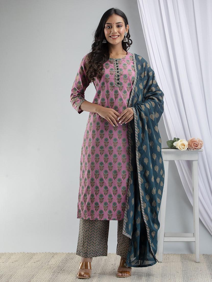 pink printed kurta salwar set - 19128996 - Zoom Image - 0