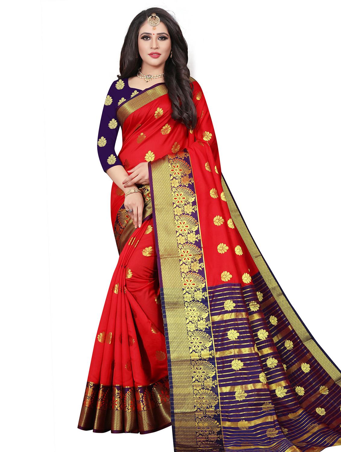 self design zari work woven saree with blouse - 19129106 - Zoom Image - 0