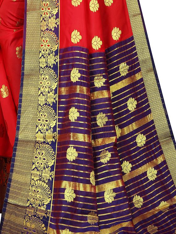 self design zari work woven saree with blouse - 19129106 - Standard Image - 3
