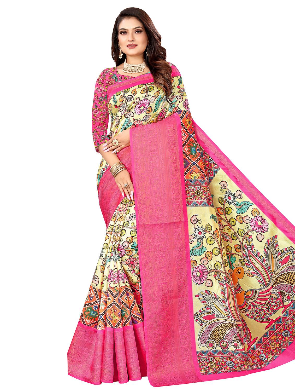 floral printed saree with blouse - 19129142 - Zoom Image - 0
