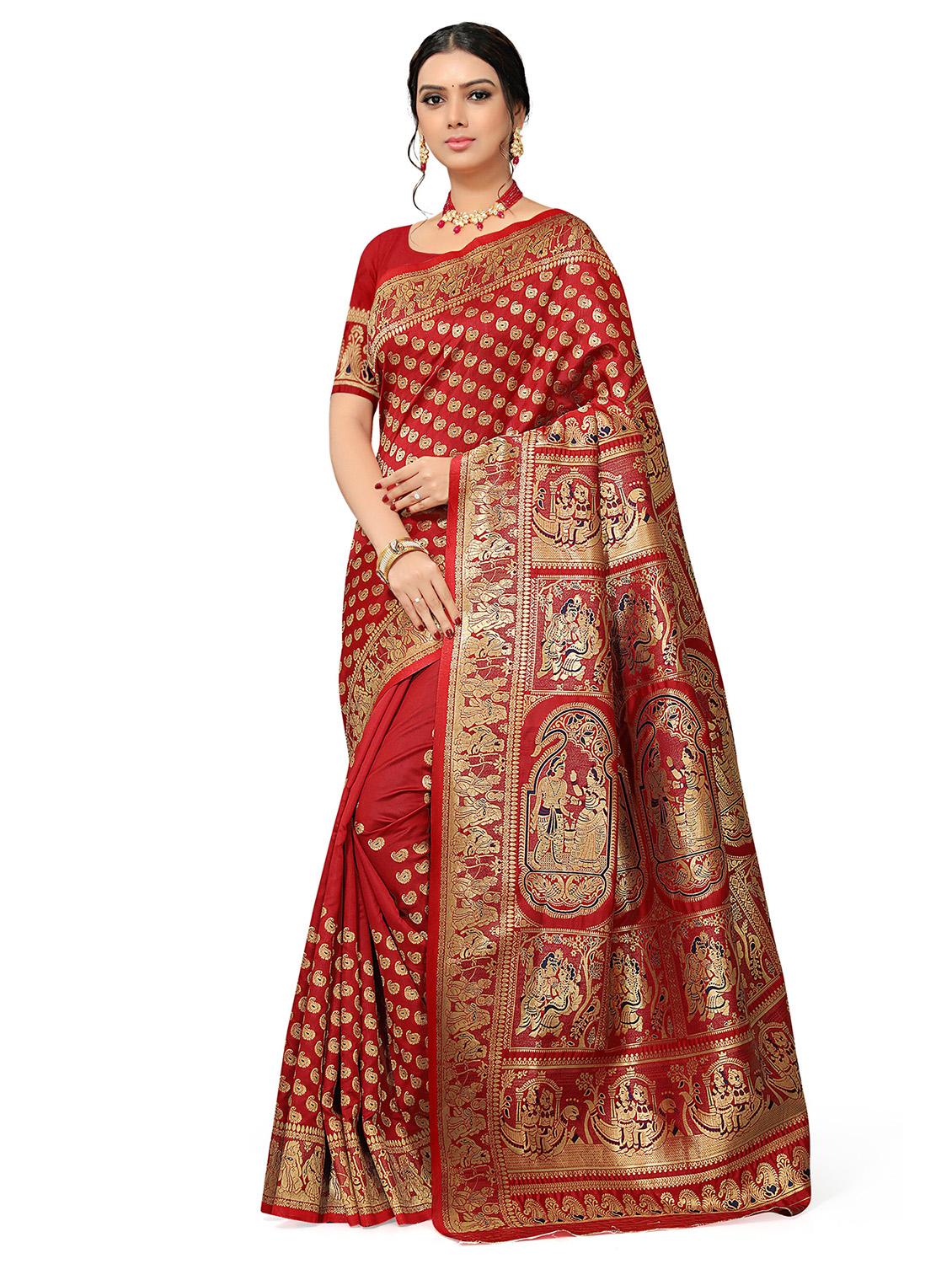 self design zari work woven saree with blouse - 19129163 - Zoom Image - 0