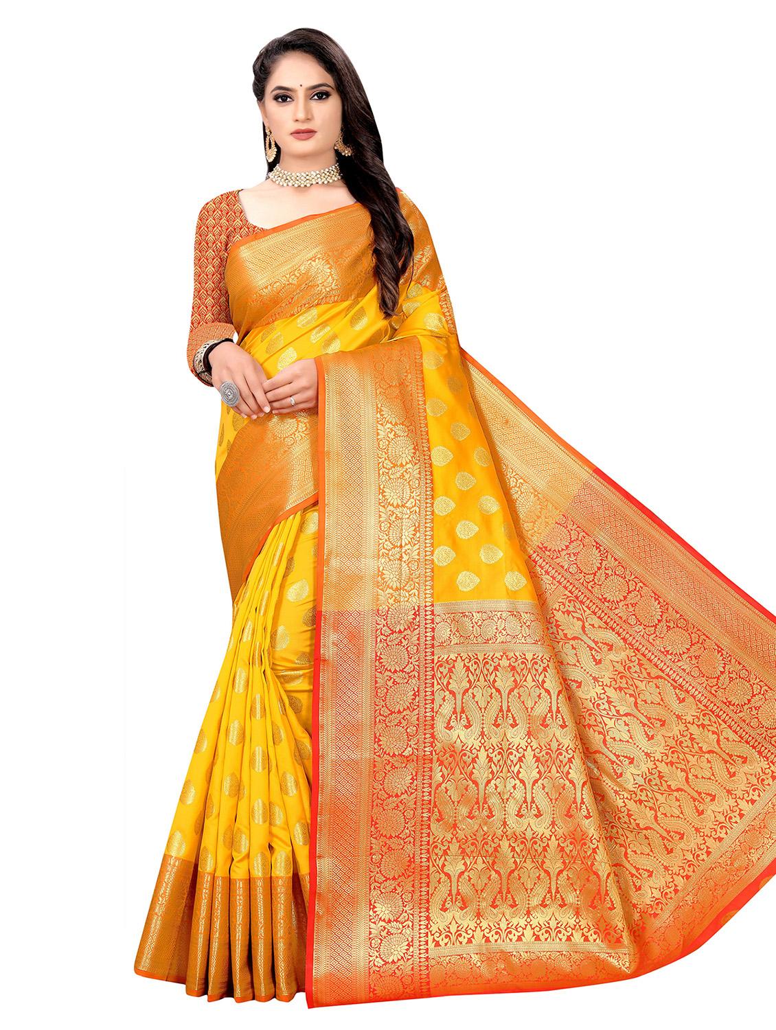 self design zari work woven saree with blouse - 19129164 - Zoom Image - 0