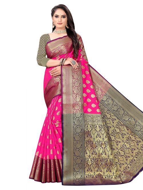 self design zari work woven saree with blouse - 19129166 - Standard Image - 0