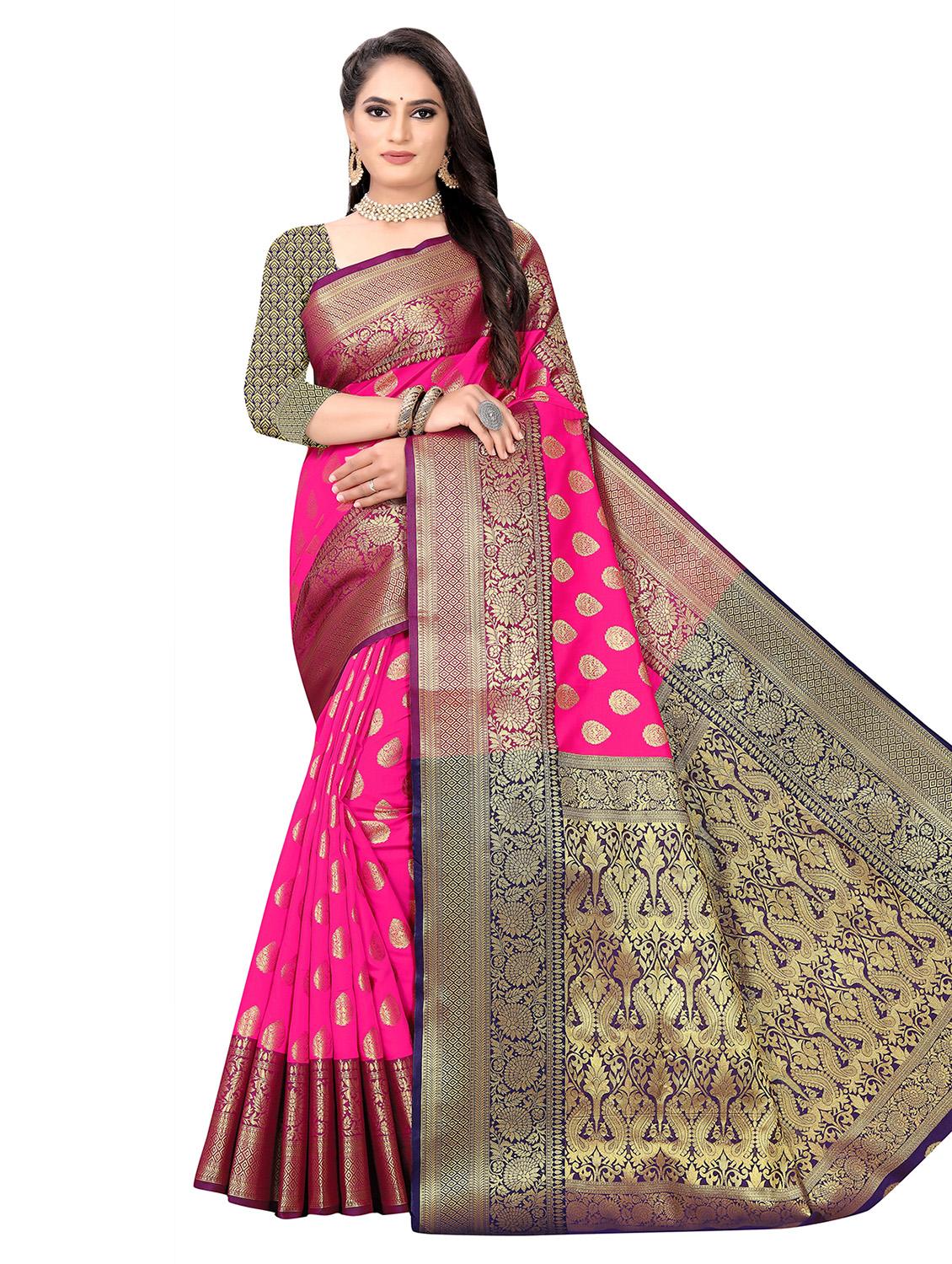 self design zari work woven saree with blouse - 19129166 - Zoom Image - 0