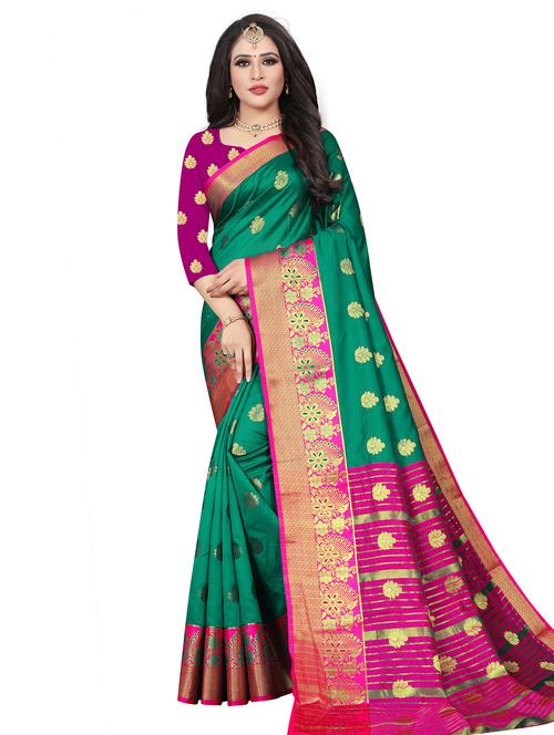 self design zari work woven saree with blouse - 19129167 - Standard Image - 0