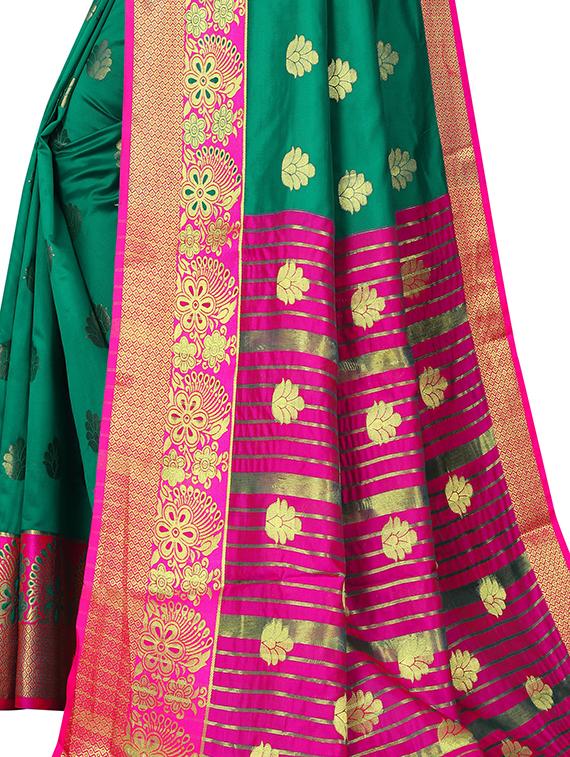 self design zari work woven saree with blouse - 19129167 - Standard Image - 3
