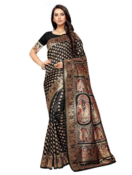self design zari work woven saree with blouse - 19129178 - Standard Image - 0