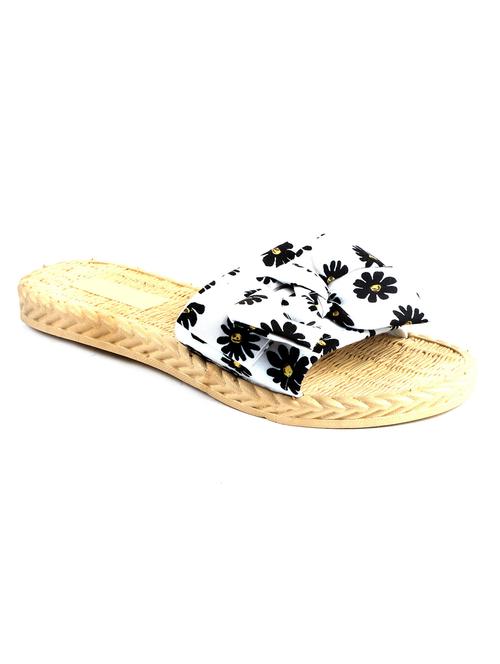 white fabric slip on sandals - 19129282 - Standard Image - 0
