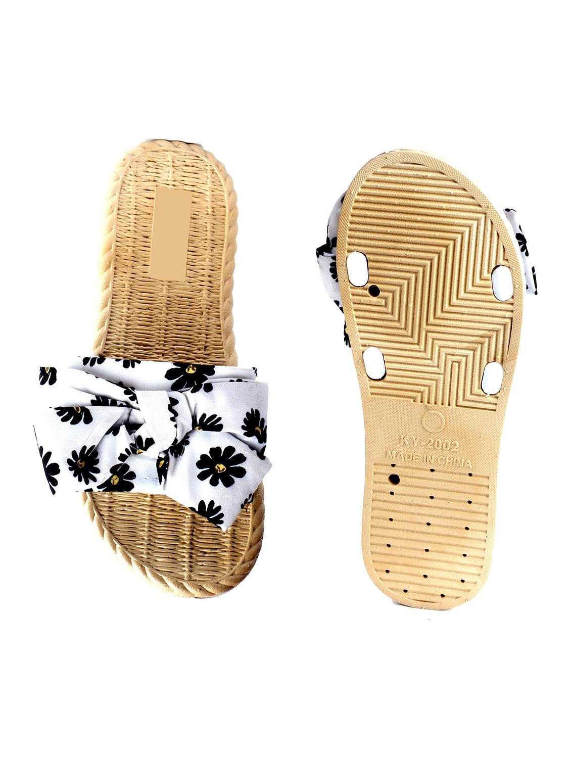 white fabric slip on sandals - 19129282 - Standard Image - 3