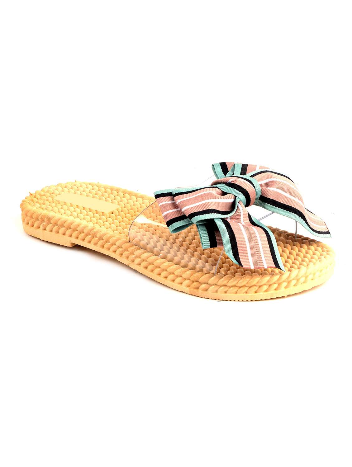 brown fabric slip on sandals - 19129283 -  Zoom Image - 0