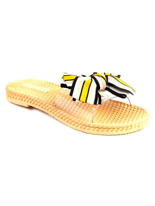 yellow fabric slip on sandals - 19129284 - Standard Image - 0