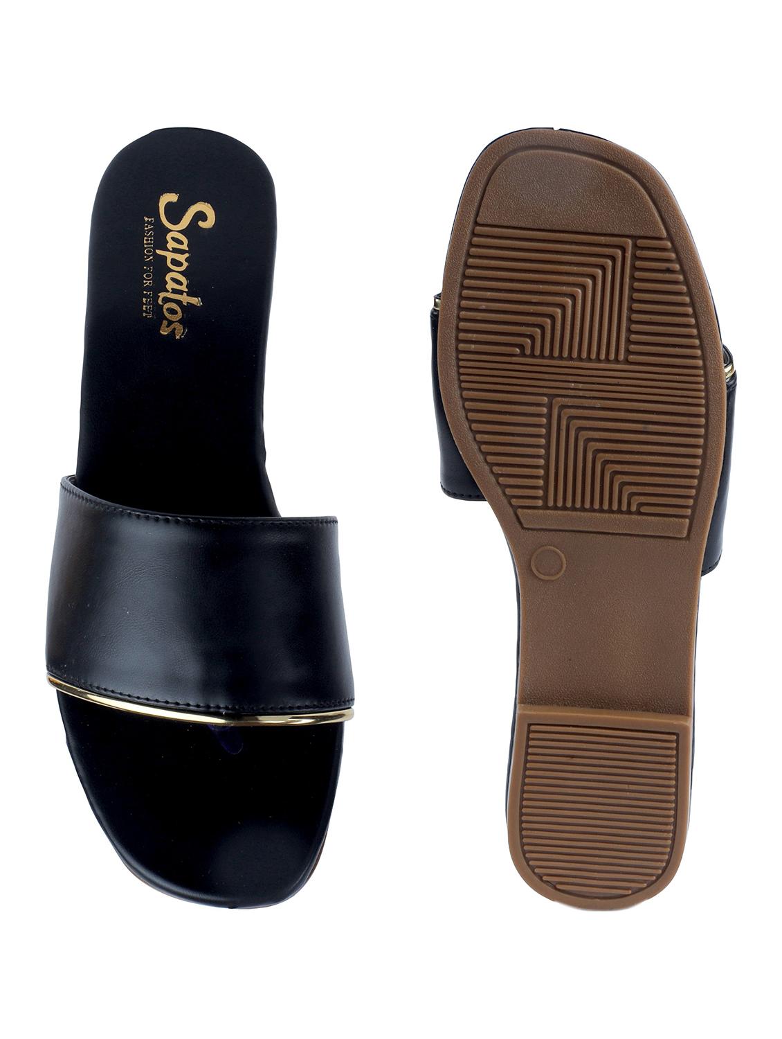 black slip on sandals - 19129300 - Standard Image - 3