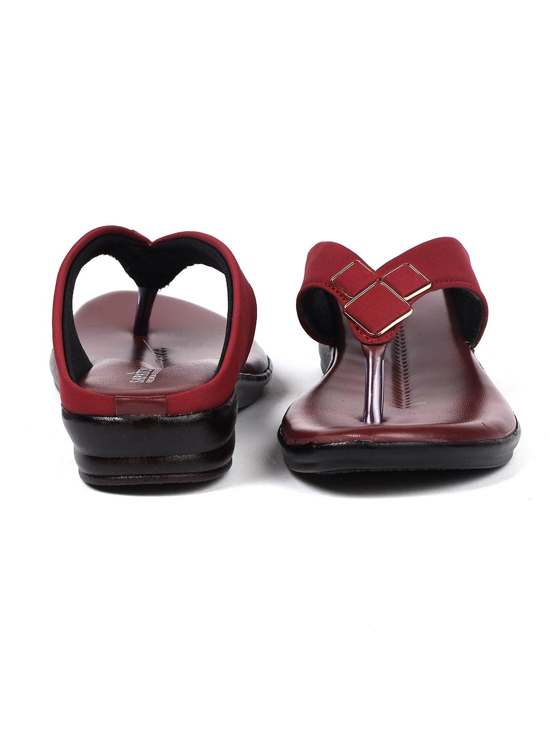 maroon solid slip on sandals - 19129362 - Standard Image - 3