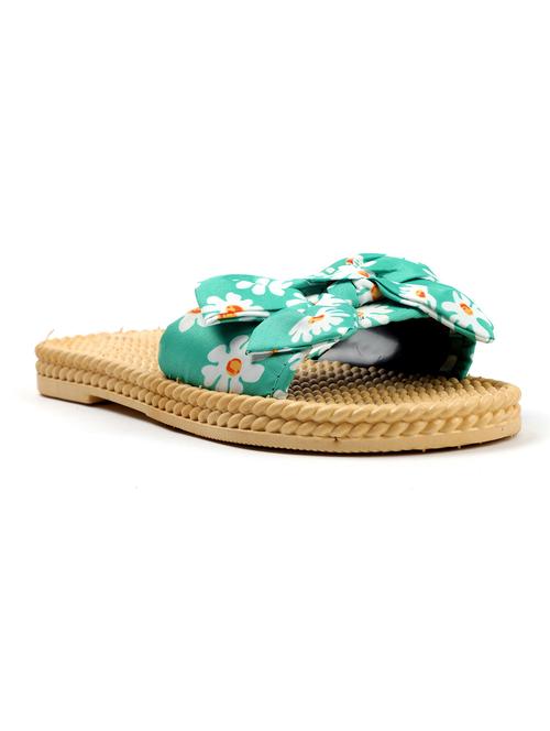 green fabric slip on sandals - 19129367 -  Standard Image - 0
