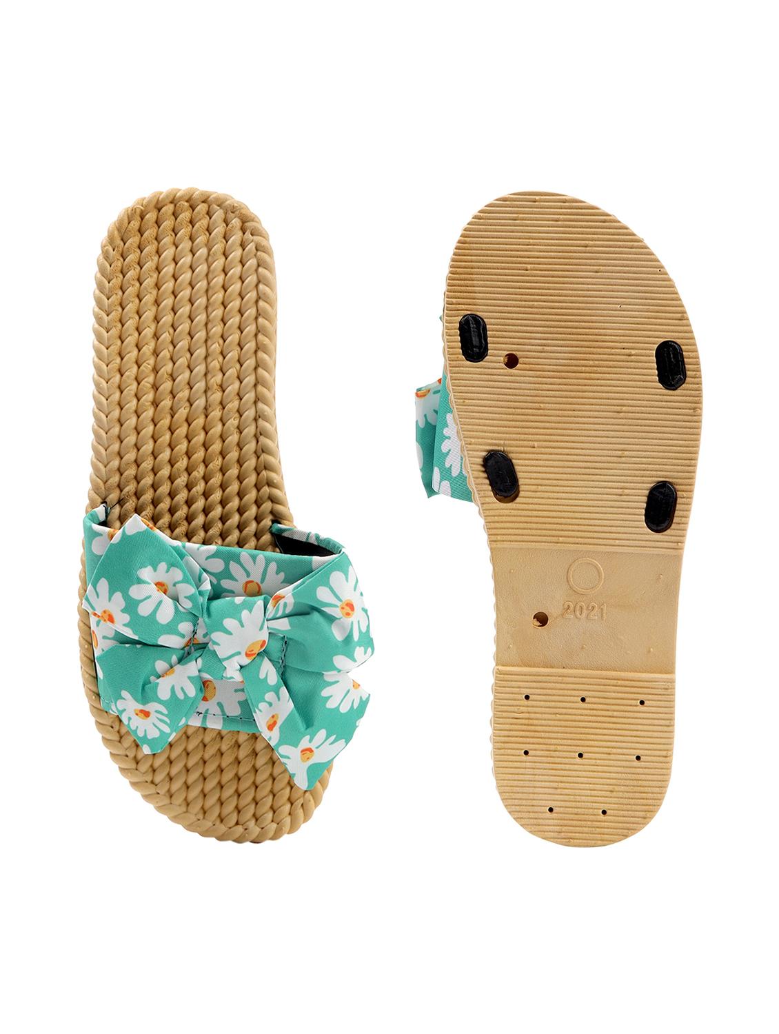 green fabric slip on sandals - 19129367 - Standard Image - 3