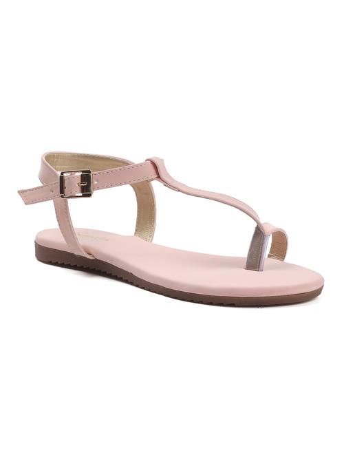 pink solid t-strap sandals - 19129381 -  Standard Image - 0