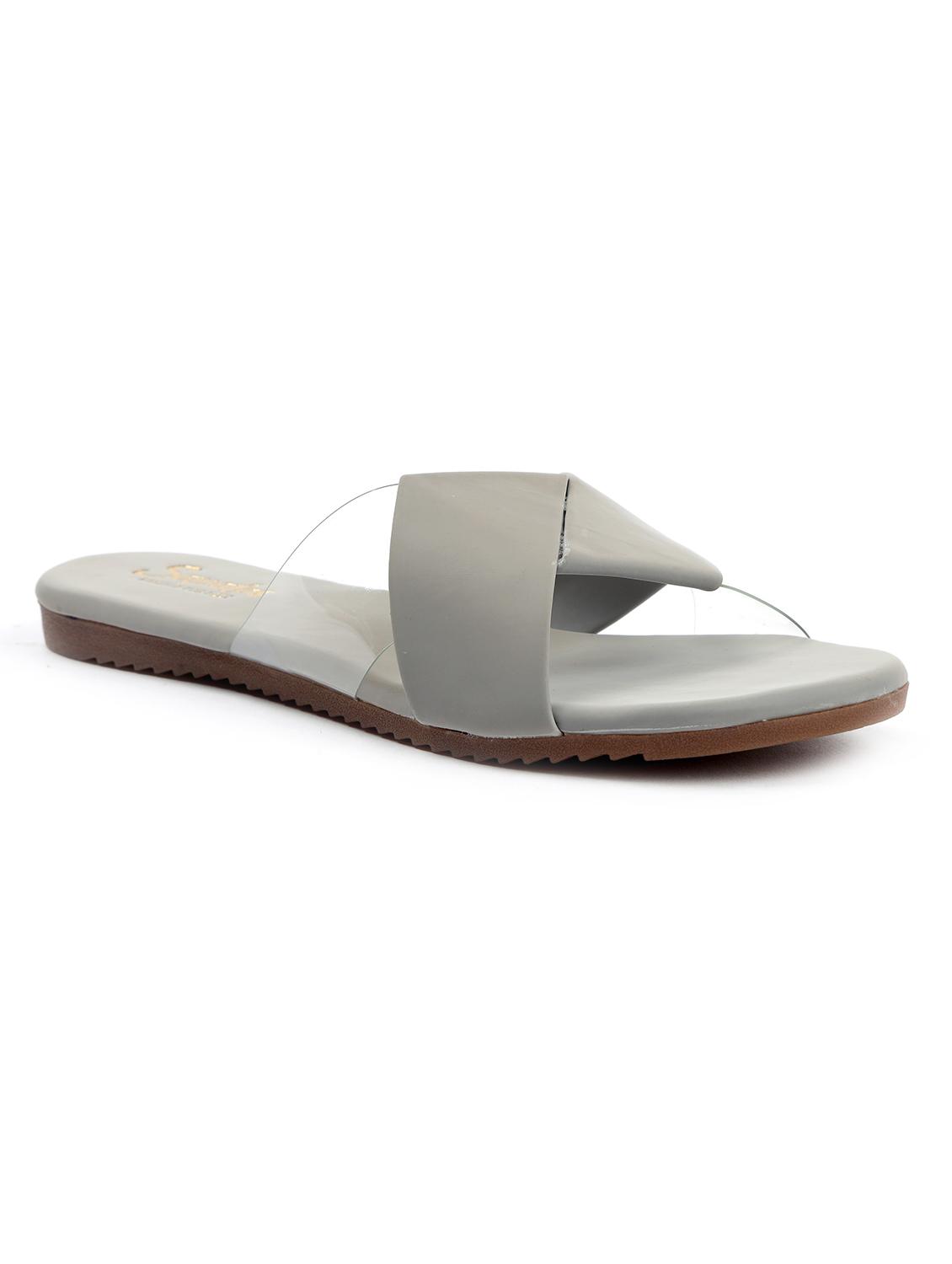 grey synthetic slip on sandals - 19129384 -  Zoom Image - 0