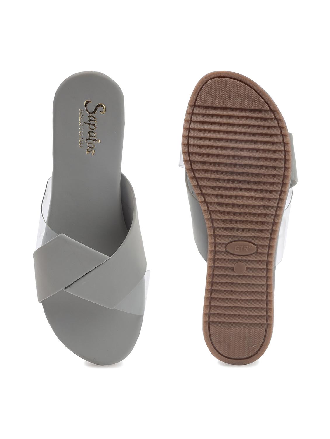 grey synthetic slip on sandals - 19129384 - Standard Image - 3