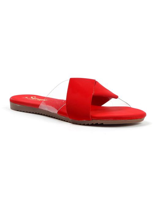 red synthetic slip on sandals - 19129386 -  Standard Image - 0