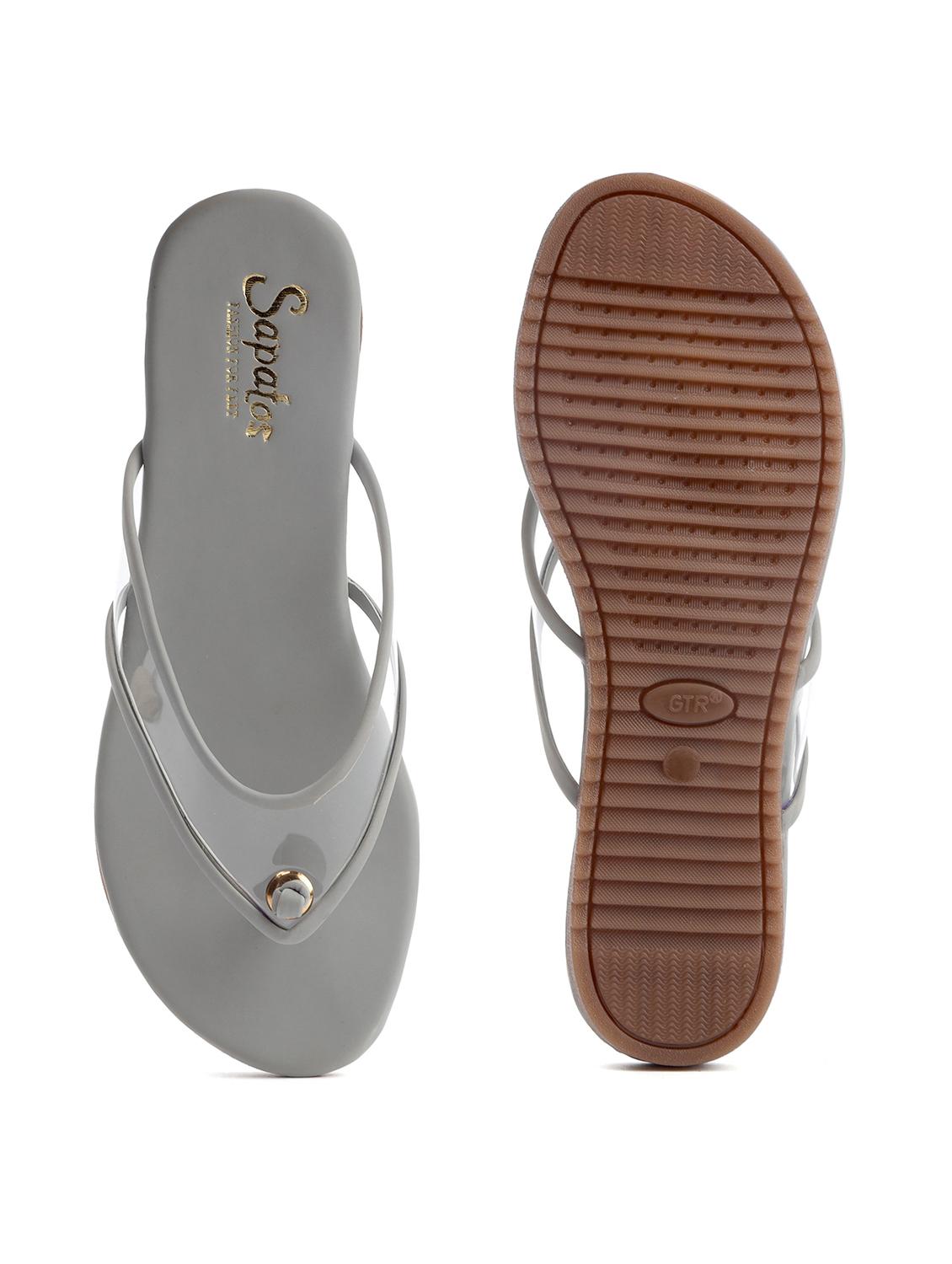 grey solid slip on sandal - 19129390 - Standard Image - 3