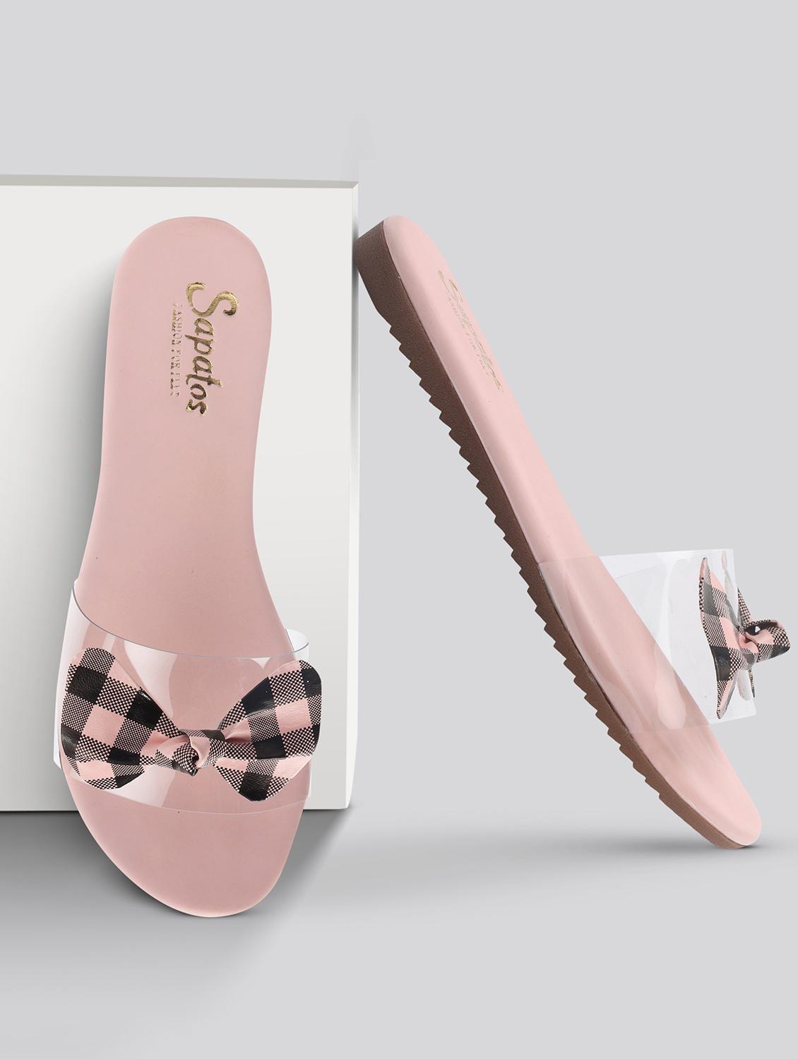 pink synthetic slip on sandals - 19129393 - Zoom Image - 0