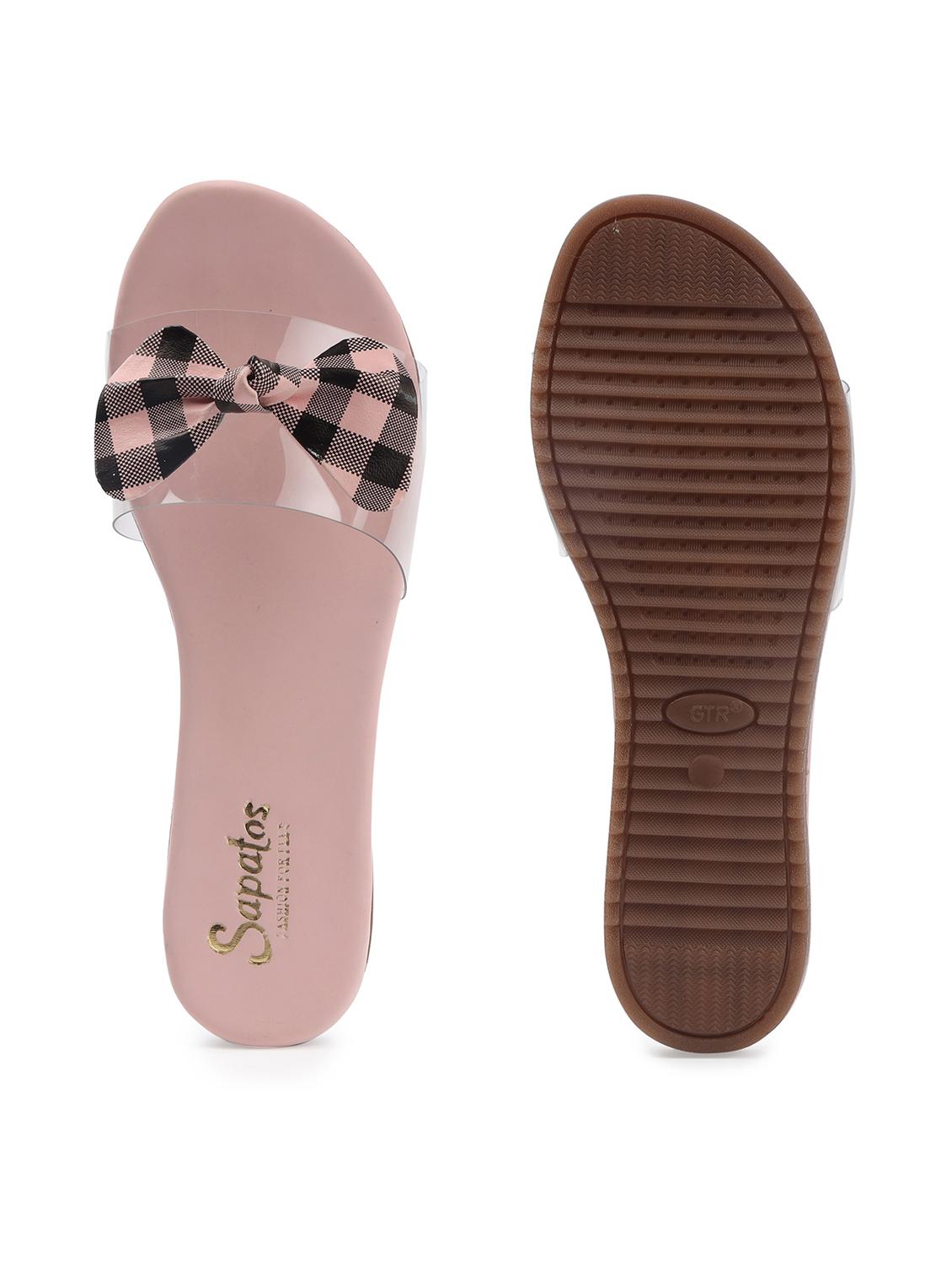 pink synthetic slip on sandals - 19129393 - Standard Image - 3