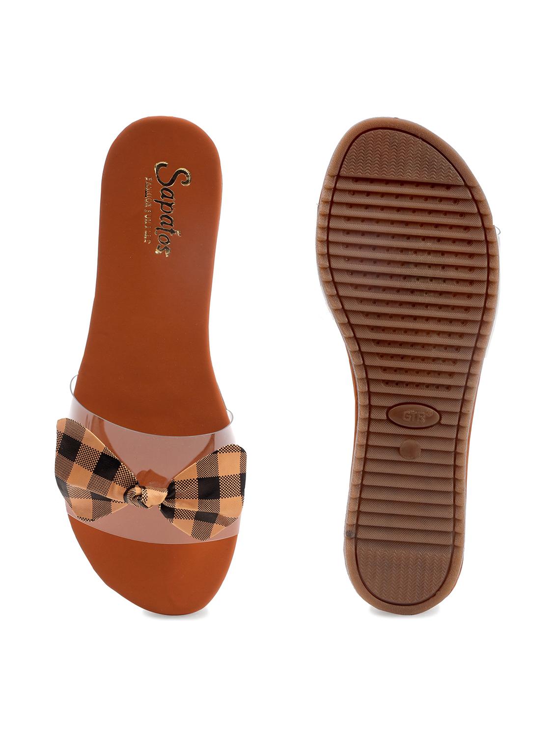 tan synthetic slip on sandals - 19129397 - Standard Image - 3