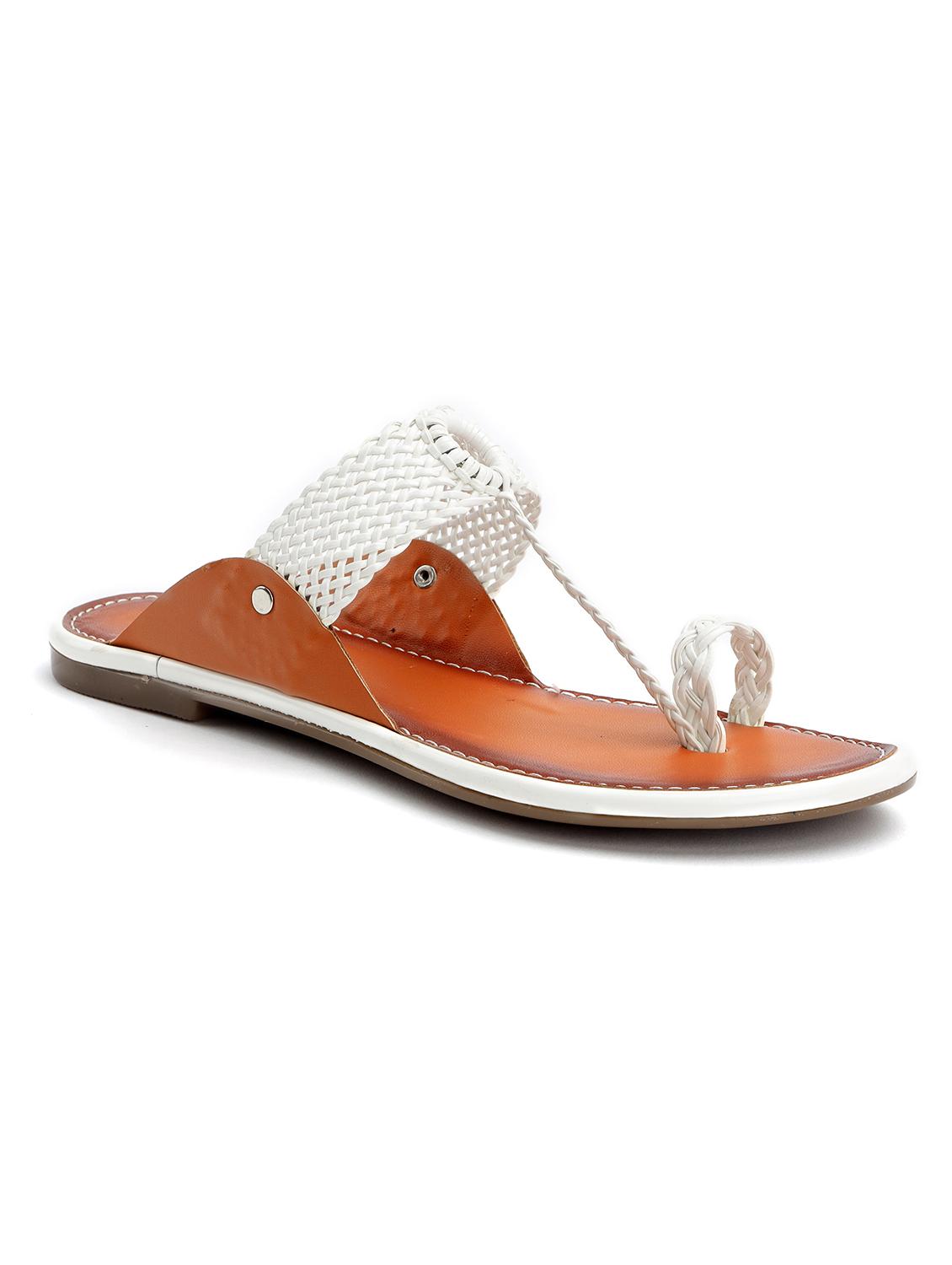 white synthetic ethnic sandals - 19129402 -  Zoom Image - 0