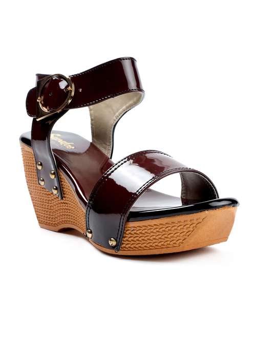 women maroon wedge - 19129521 - Standard Image - 0