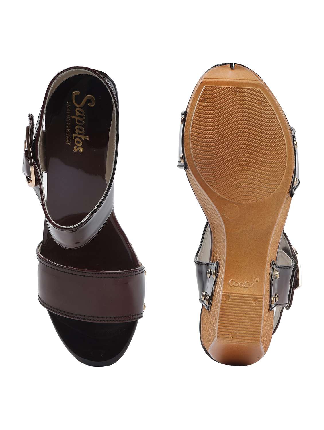 women maroon wedge - 19129521 - Standard Image - 3