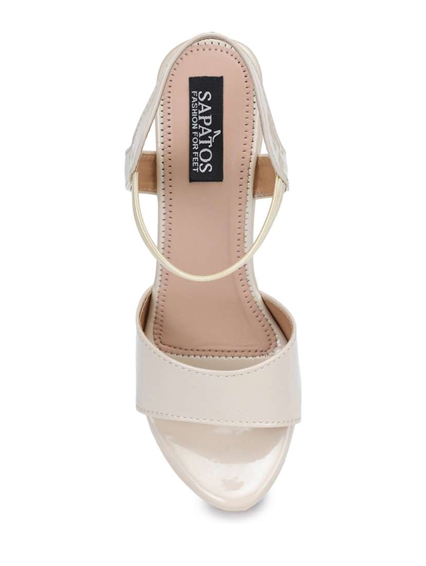 beige ankle strap heel sandal - 19129712 - Standard Image - 5