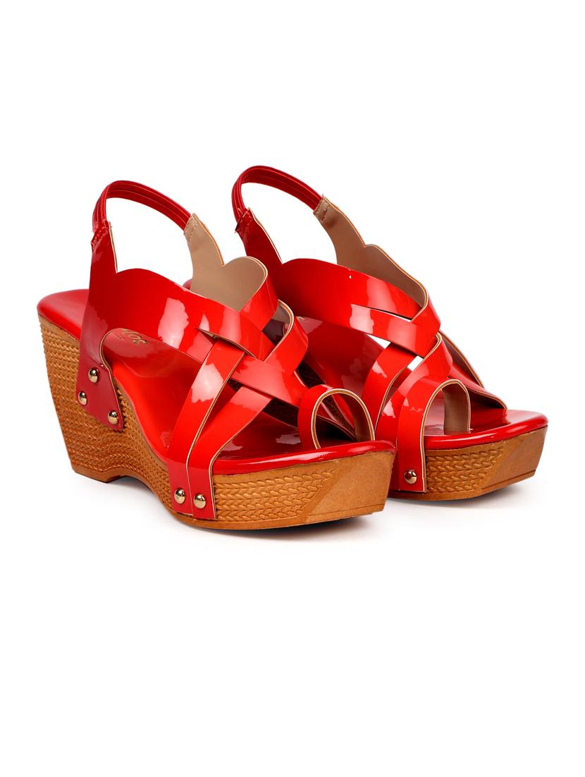 red back strap sandal - 19129784 - Standard Image - 3
