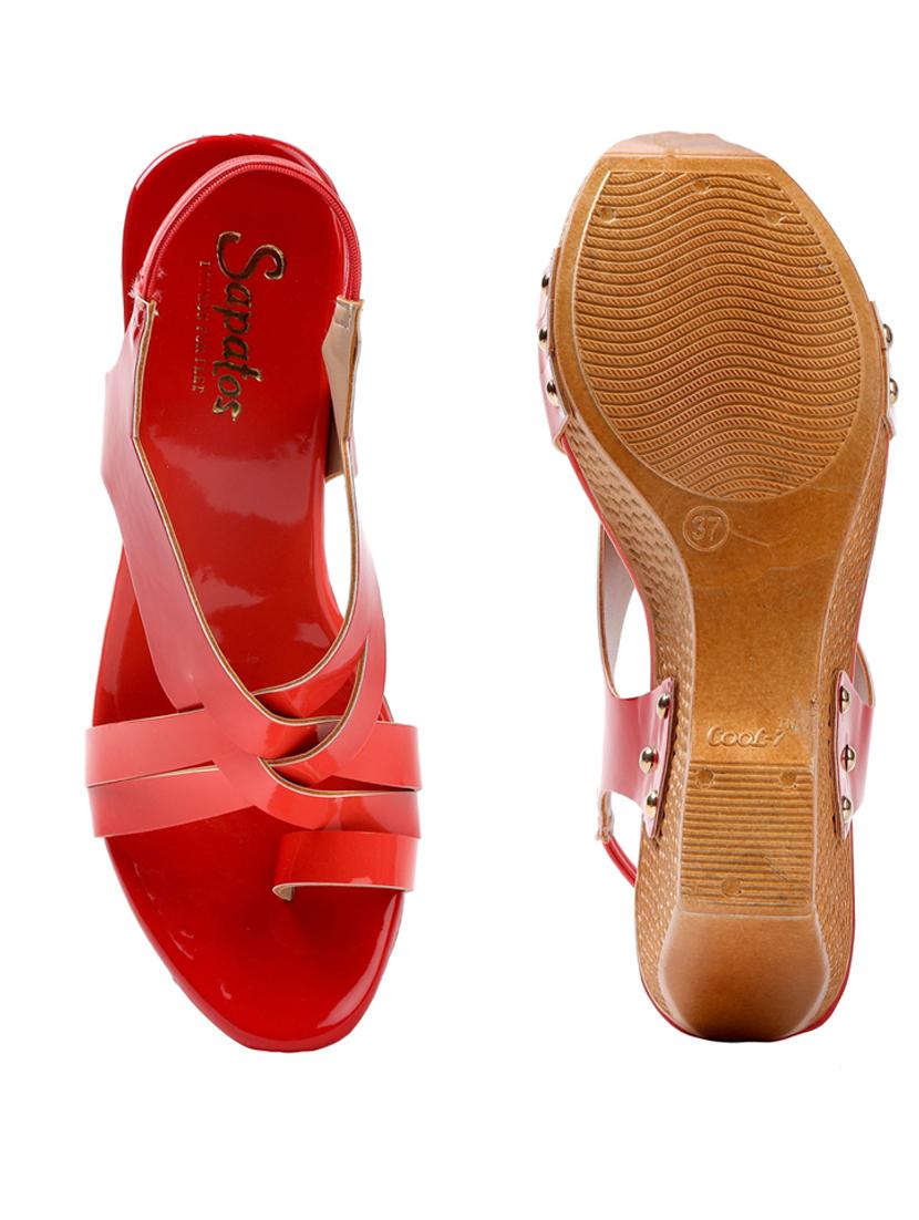 red back strap sandal - 19129784 - Standard Image - 5