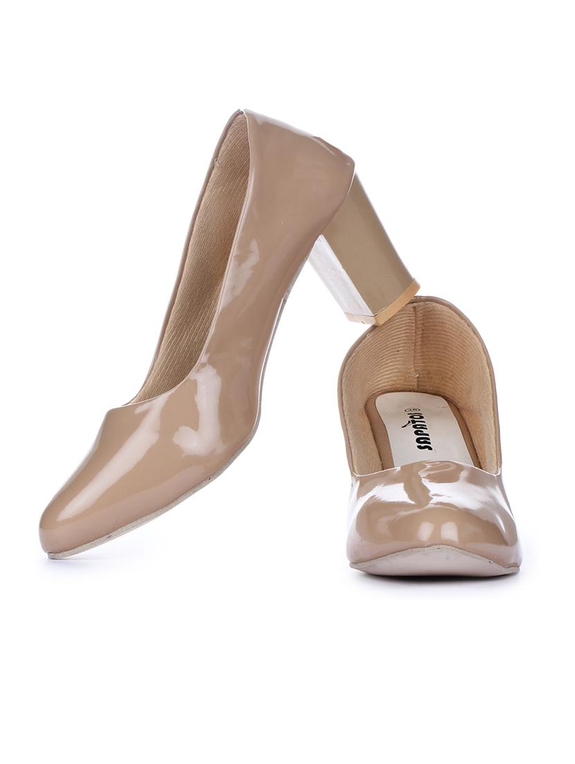 women tan block heel pumps - 19129801 - Standard Image - 5