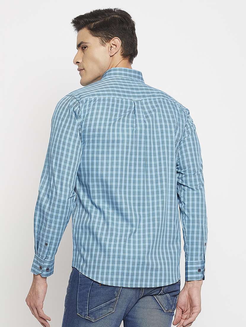 men long sleeves checkered casual shirt - 19131356 -  Standard Image - 3