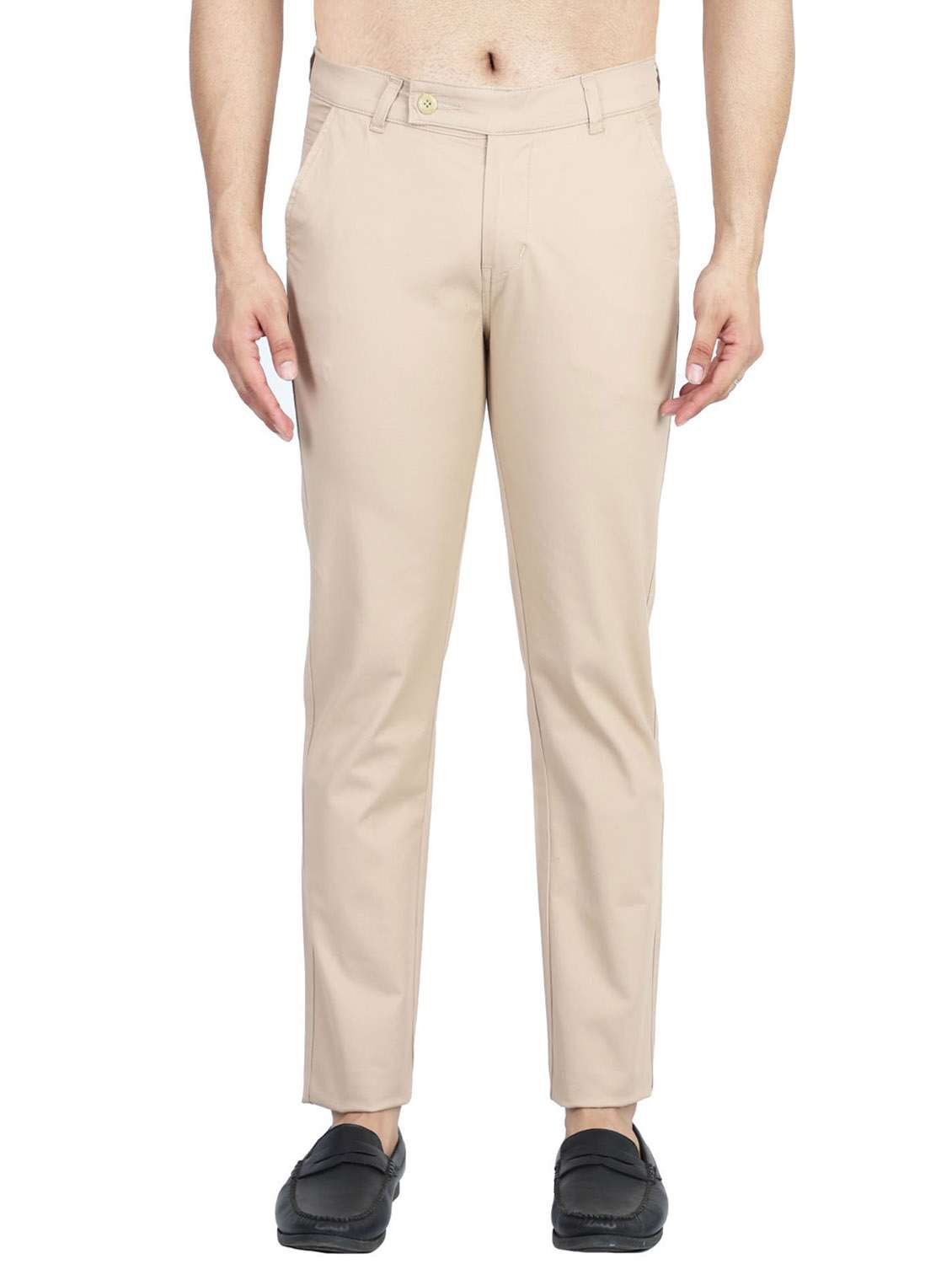 mid rise flat front casual trouser