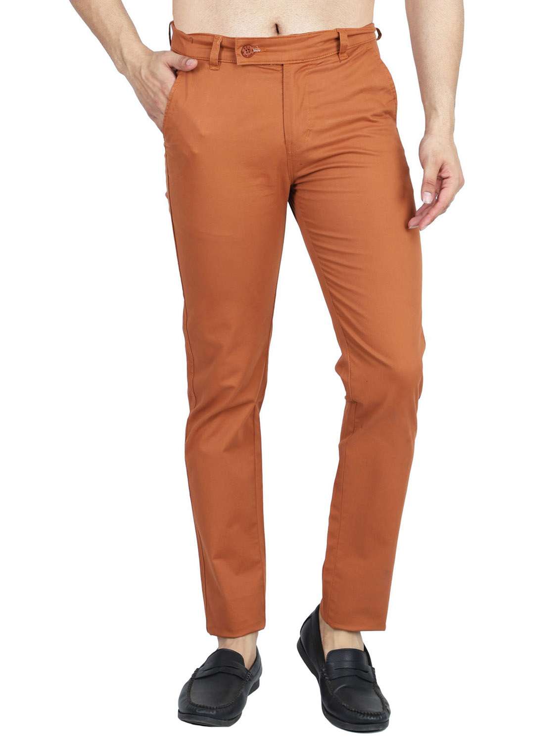 mid rise flat front casual trouser