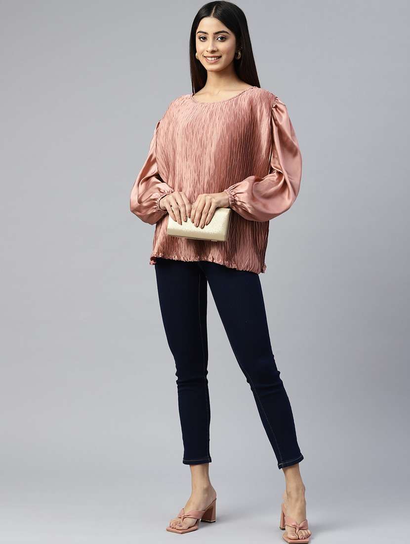 women's straight round neck top - 19132024 -  Standard Image - 3