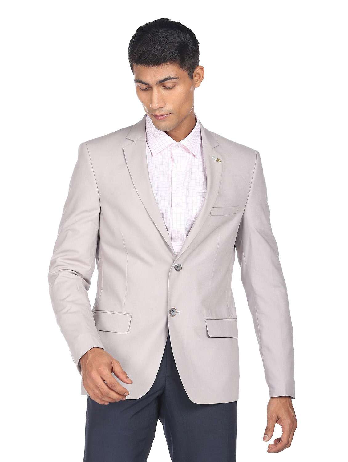 notched lapel single breasted formal blazer