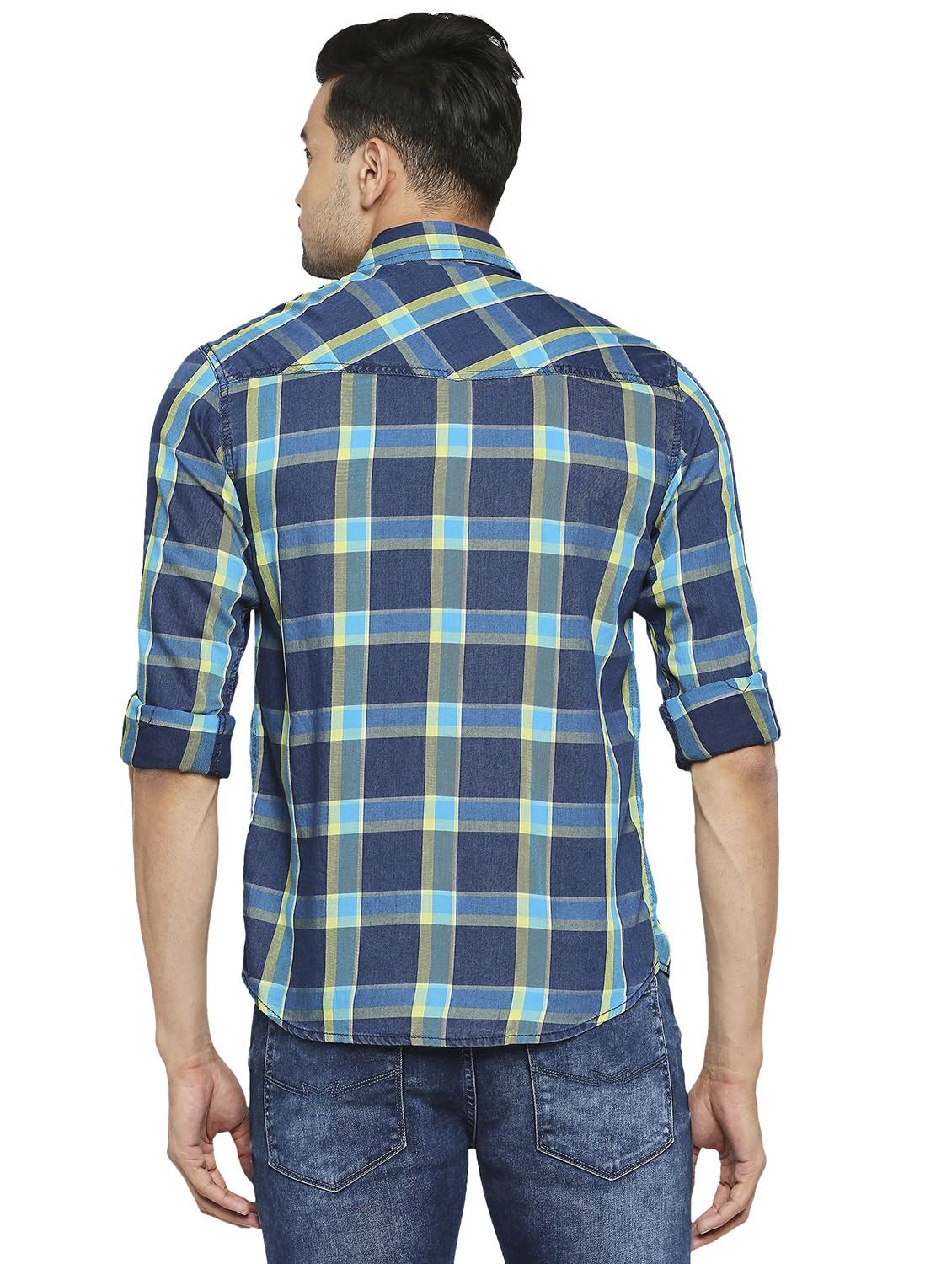blue checkered casual shirt - 19137466 - Standard Image - 3
