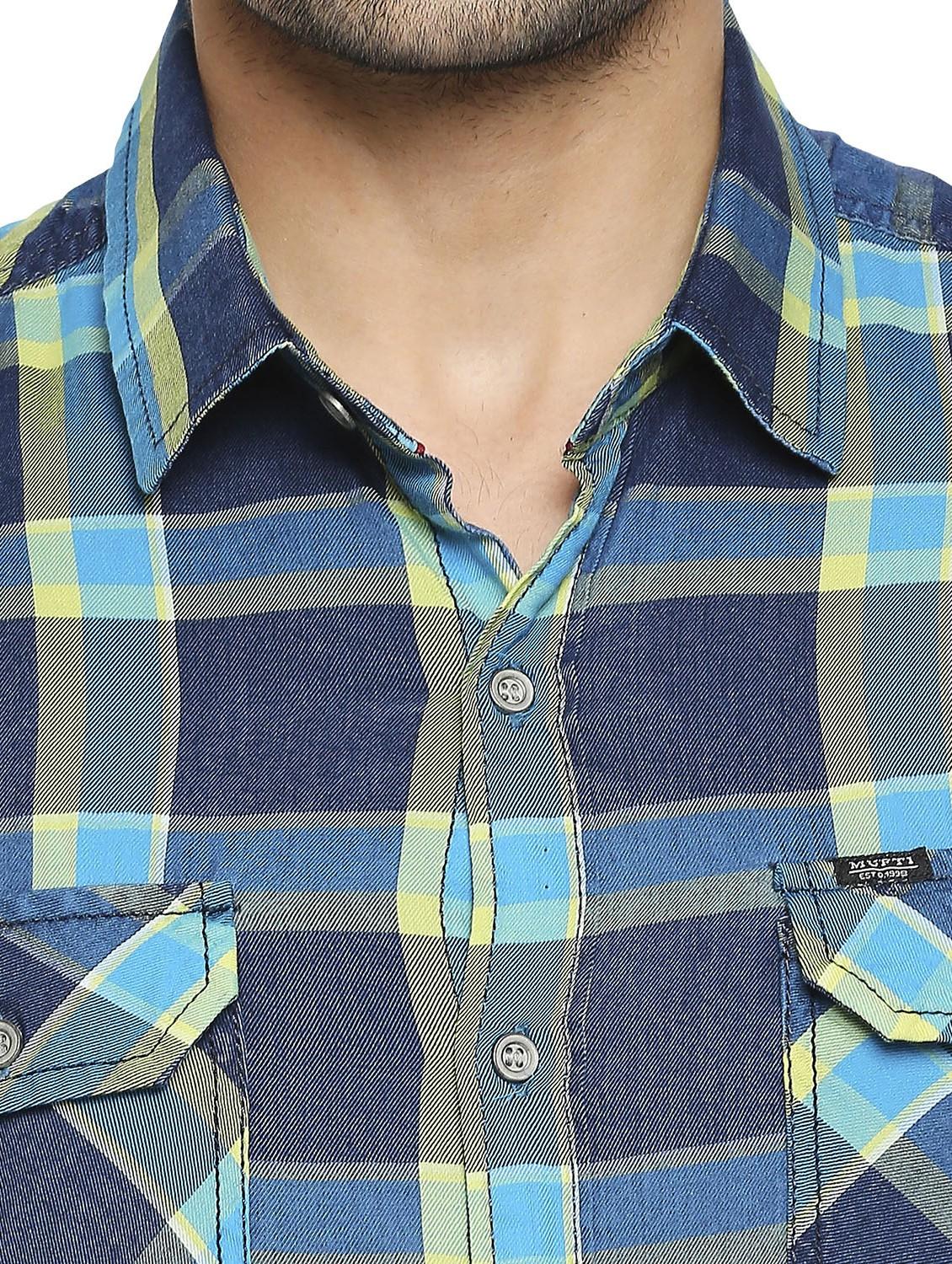 blue checkered casual shirt - 19137466 - Standard Image - 5