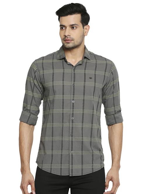 grey checkered casual shirt - 19137481 -  Standard Image - 0