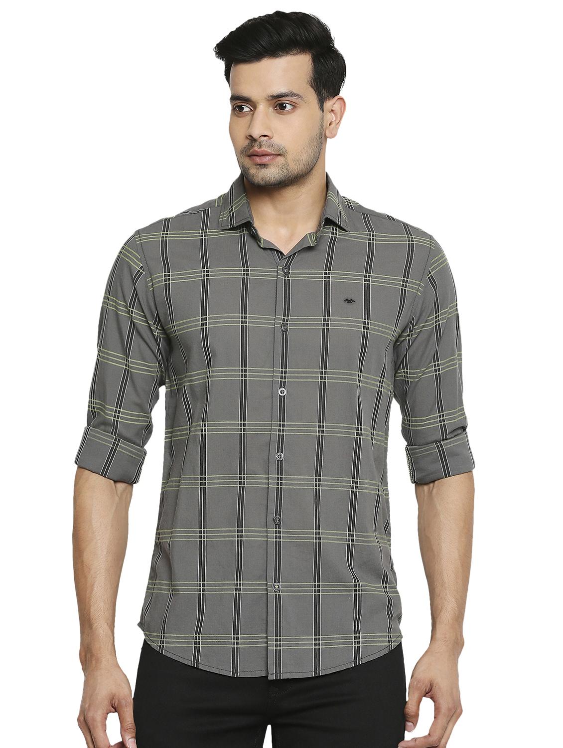 grey checkered casual shirt - 19137481 -  Zoom Image - 0