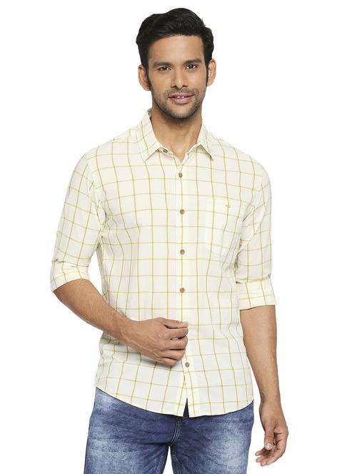 yellow checkered casual shirt - 19137483 - Standard Image - 0
