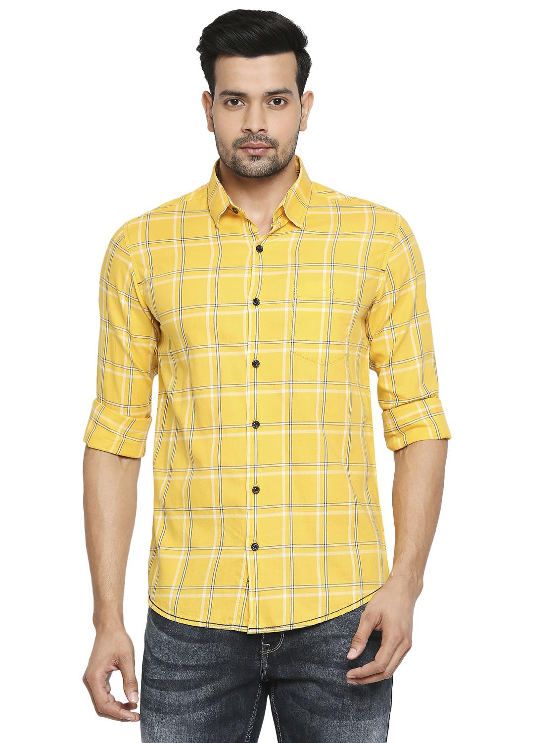 yellow checkered casual shirt - 19137486 - Zoom Image - 0