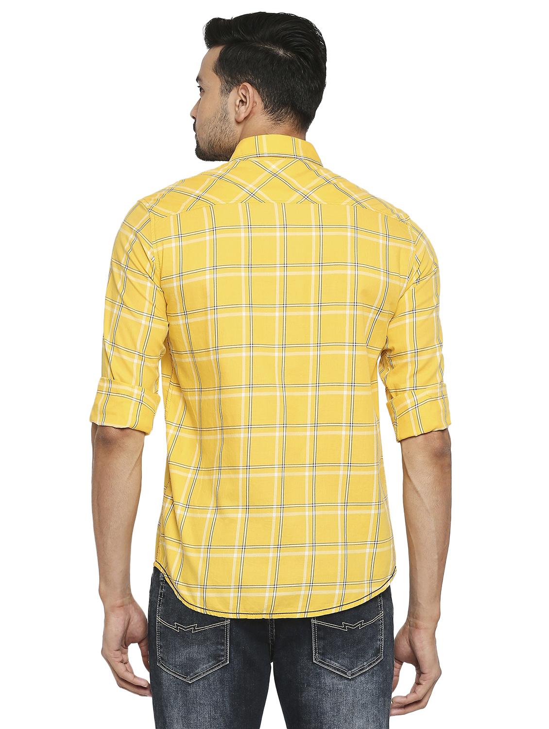 yellow checkered casual shirt - 19137486 - Standard Image - 3