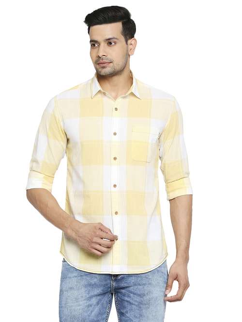 yellow checkered casual shirt - 19137487 -  Standard Image - 0