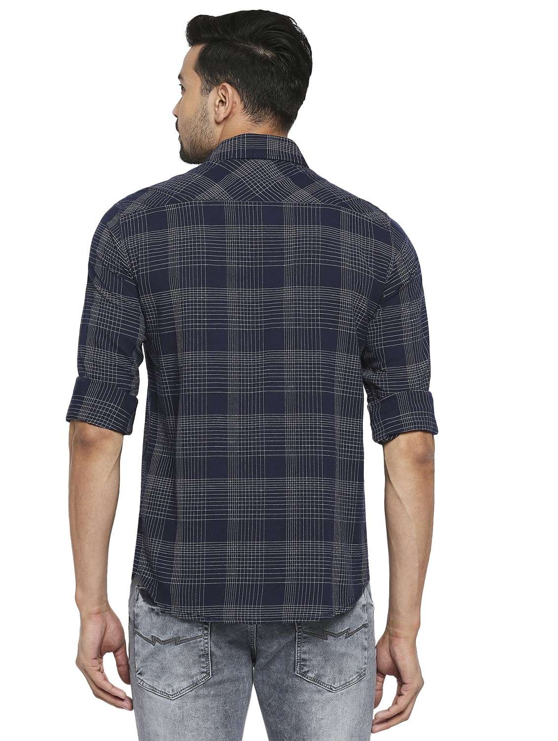 blue checkered casual shirt - 19137494 -  Standard Image - 3