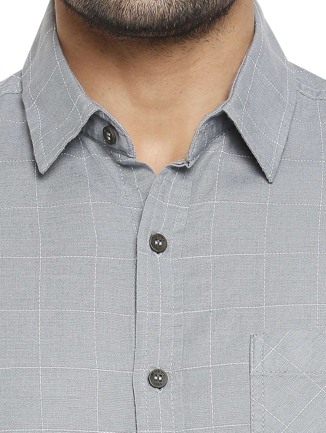 grey checkered casual shirt - 19137496 - Standard Image - 5