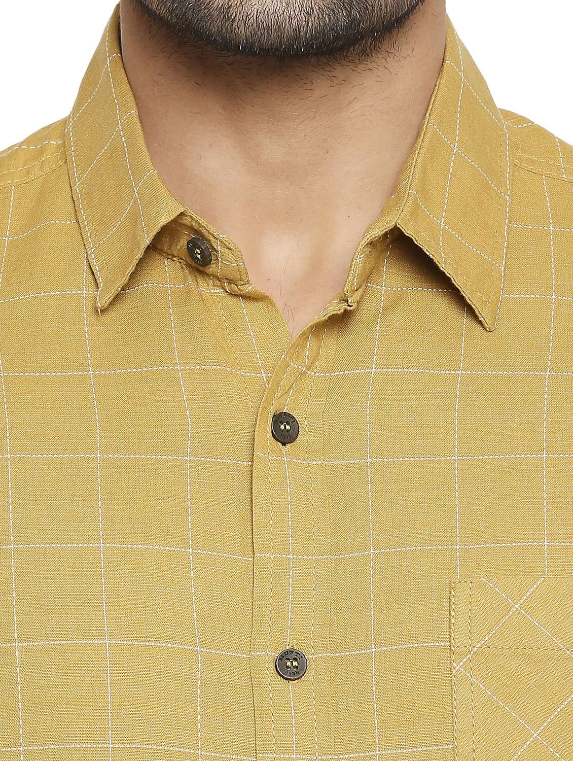 yellow checkered casual shirt - 19137497 - Standard Image - 5